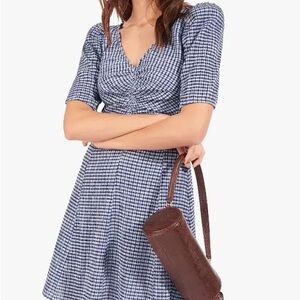 STAUD Frites Dress Blueberry Gingham 6
